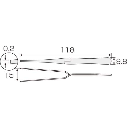 HOZAN P-651 Reverse-Action Tweezers – 118 mm Overall Length, 0.2 mm Tip Width, 15 mm Maximum Opening, 13 g