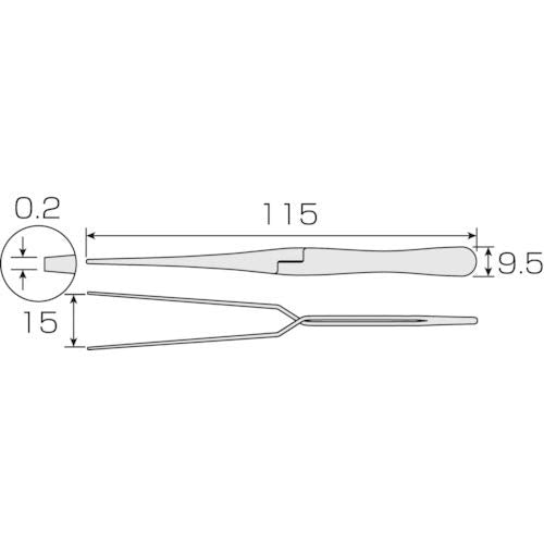 HOZAN P-652 Reverse-Action Tweezers – 115 mm Overall Length, 0.2 mm Tip Width, 15 mm Maximum Opening, 13 g