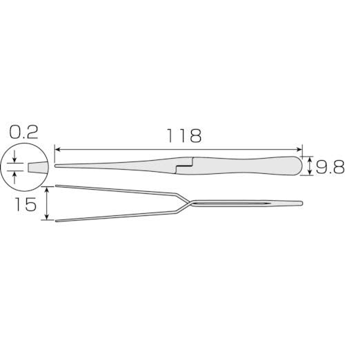 HOZAN P-651 Reverse-Action Tweezers – 118 mm Overall Length, 0.2 mm Tip Width, 15 mm Maximum Opening, 13 g