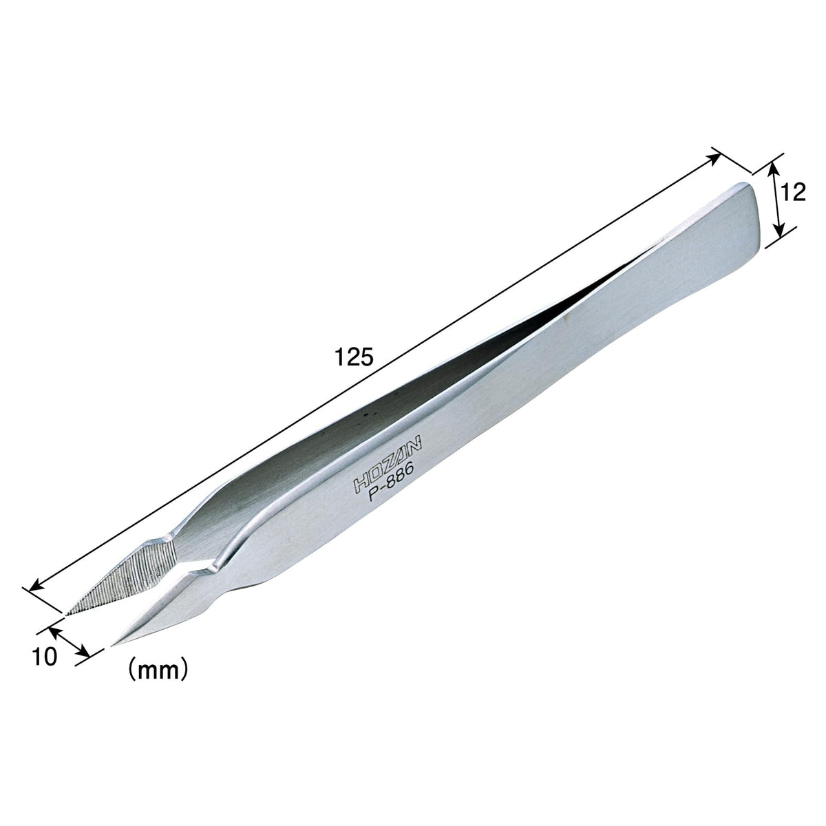 HOZAN – Stainless Steel Tweezers with Knurled Grip – P-886