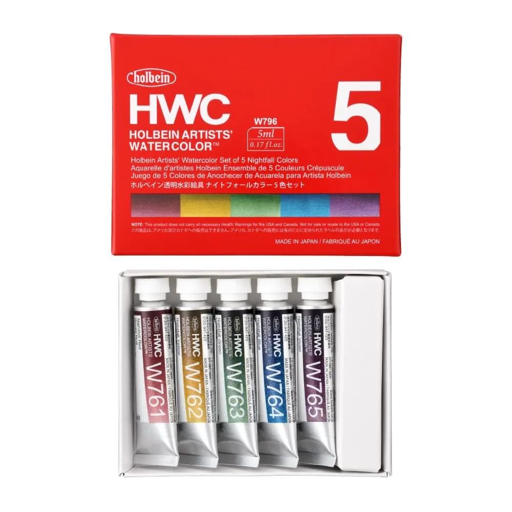 Holbein - Transparent Watercolor - Nightfall Colors 5 Color Set - 5ml Tubesv