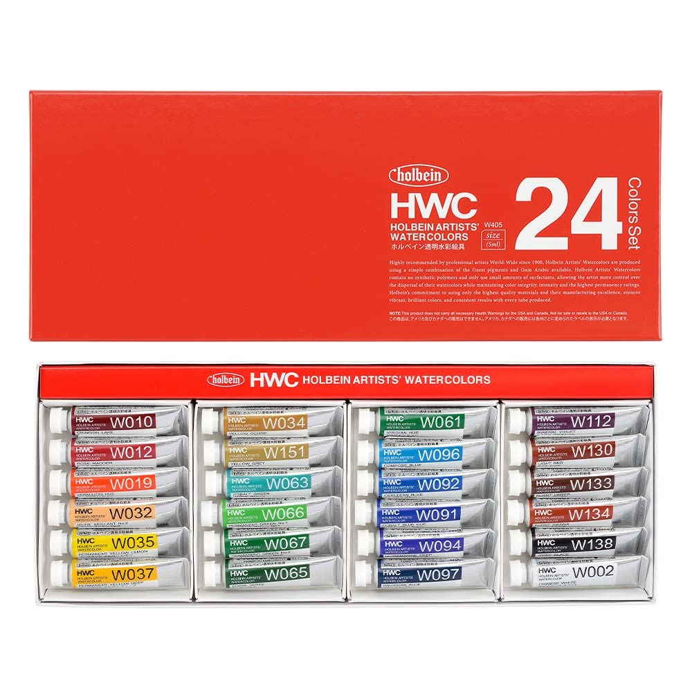 Holbein - Transparent Watercolor - 24 Color Set - 5ml Tubes