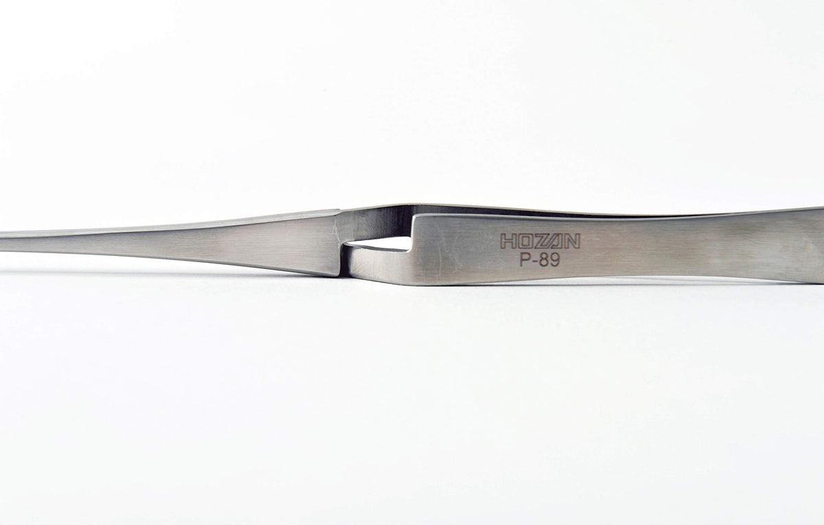 HOZAN P-89 Reverse-Action Tweezers – Straight Tip, 165 mm Overall Length, Approx. 20 mm Maximum Opening, 2 mm Tip Width, General-Purpose Type