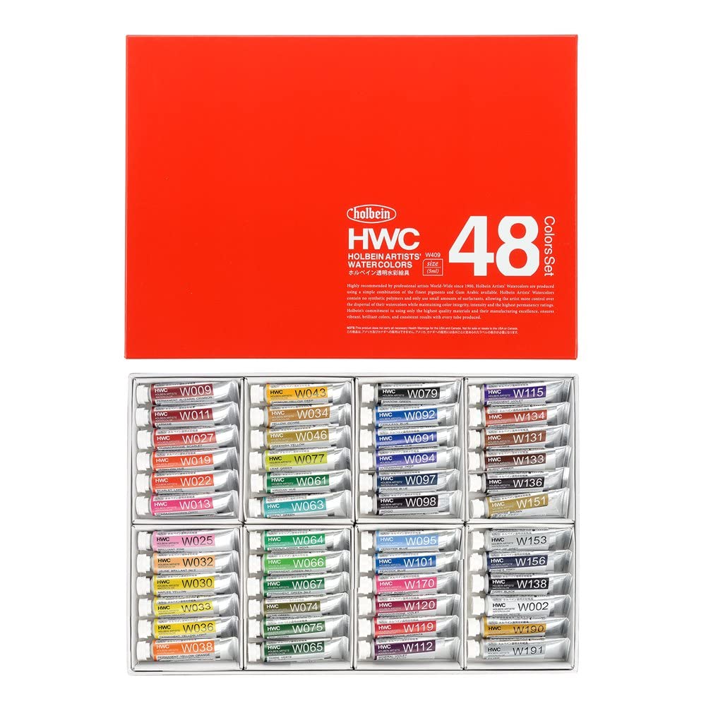 Holbein - Transparent Watercolor - 48 Color Set - 5ml Tubes