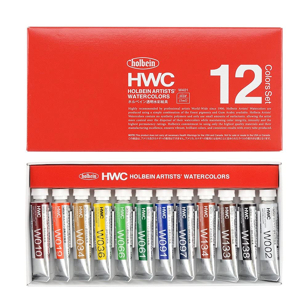 Holbein - Transparent Watercolor - 12 Color Set - 5ml Tubes