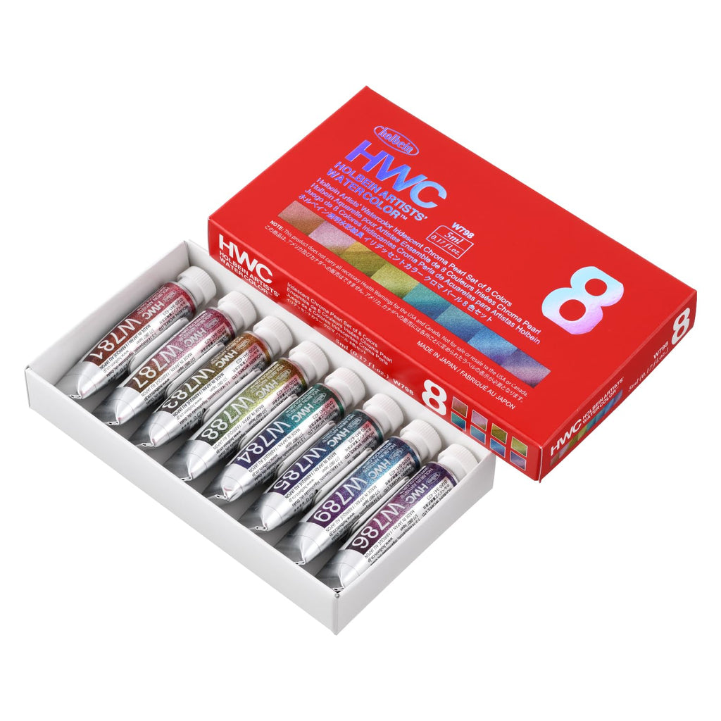 Holbein - Transparent Watercolor - Iridescent Colors Chroma Pearl 8 Color Set - 5ml Tubes