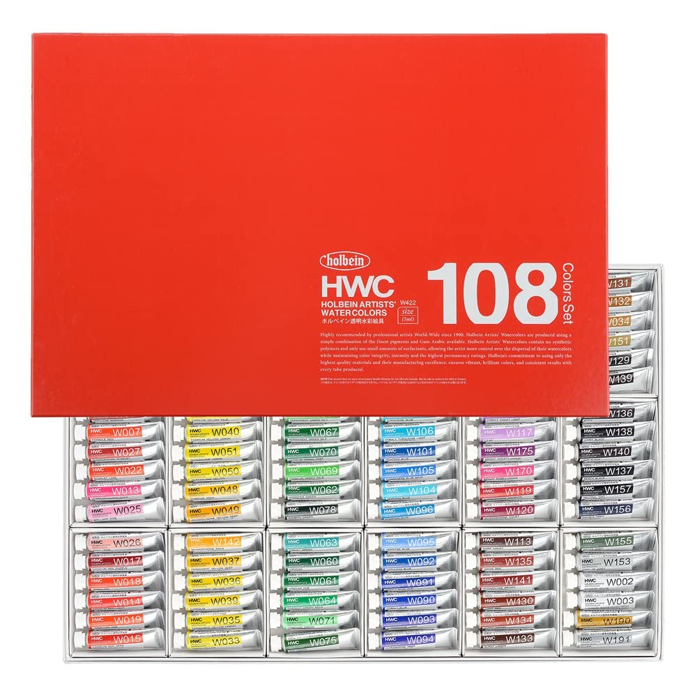 Holbein - Transparent Watercolor - 108 Color Complete Set - 5ml Tubes