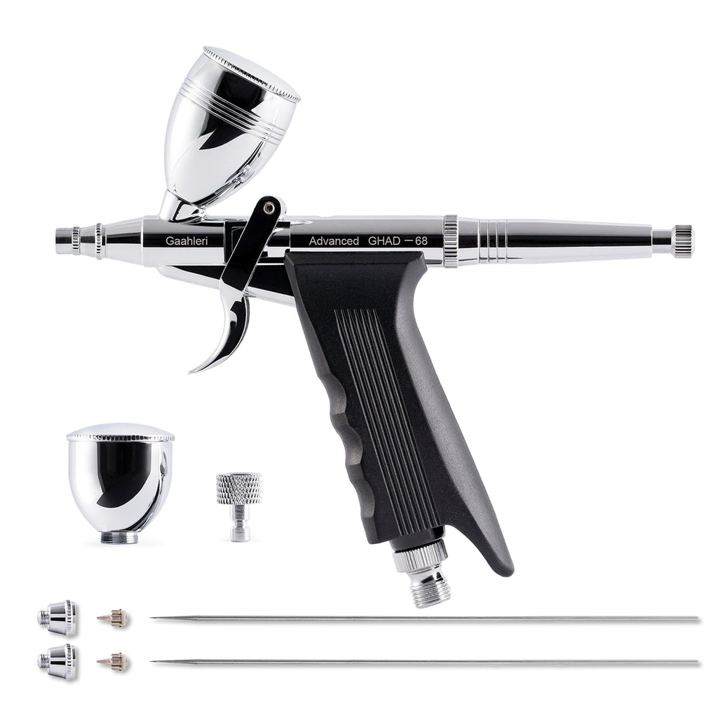 Gaahleri Advanced Series GHAD-68 Dual-Action Trigger-Type Airbrush – Self-Centering Drop-In Nozzle, 0.38 & 0.5 mm, for Model Painting