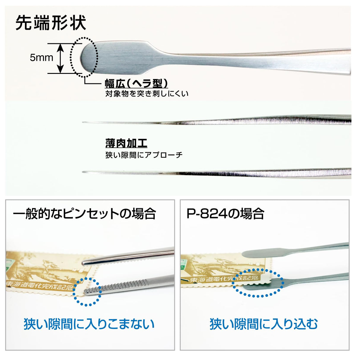 HOZAN – Flat-Tip Tweezers – P-824