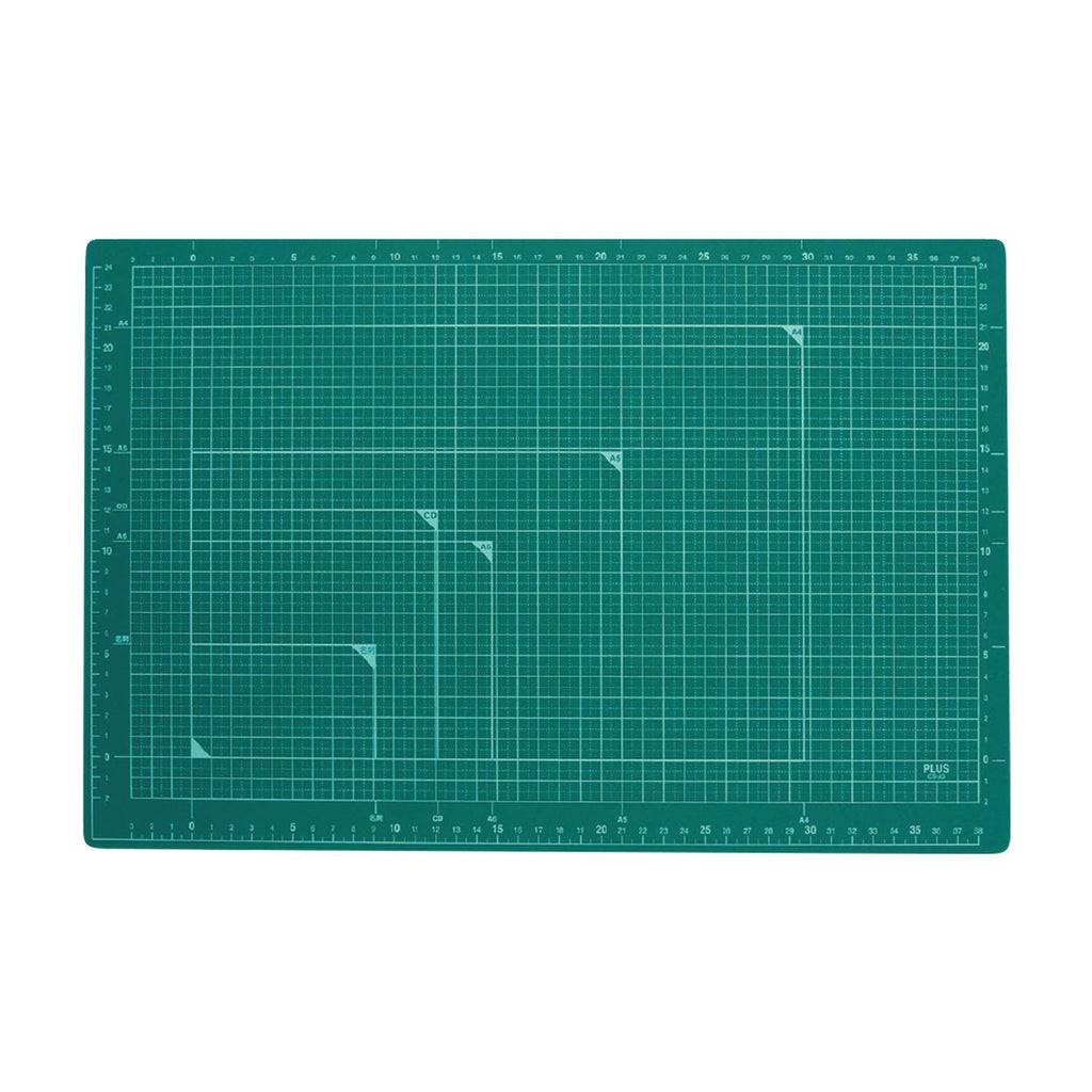 PLUS CS-A3 Double-Sided Cutting Mat – A3 Size (300 × 450 mm), Green, 48-584