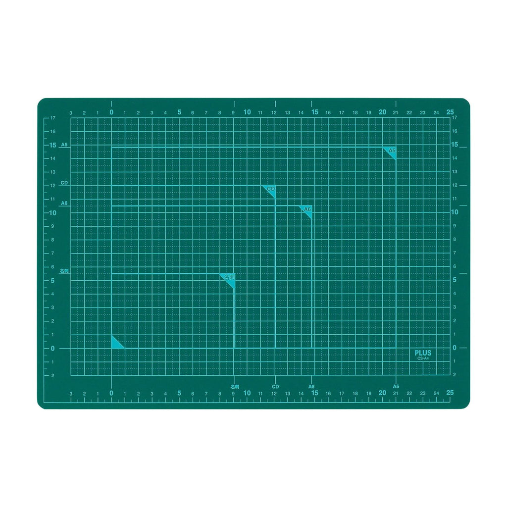 PLUS CS-A4 Double-Sided Cutting Mat – A4 Size (230 × 320 mm), Green, 48-573