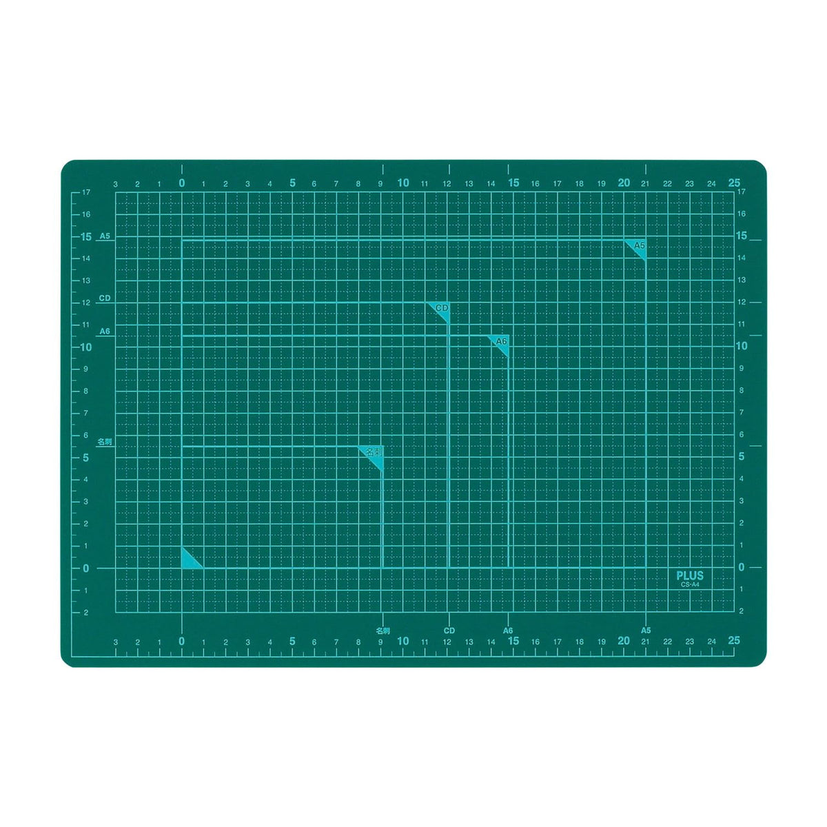 PLUS CS-A4 Double-Sided Cutting Mat – A4 Size (230 × 320 mm), Green, 48-573
