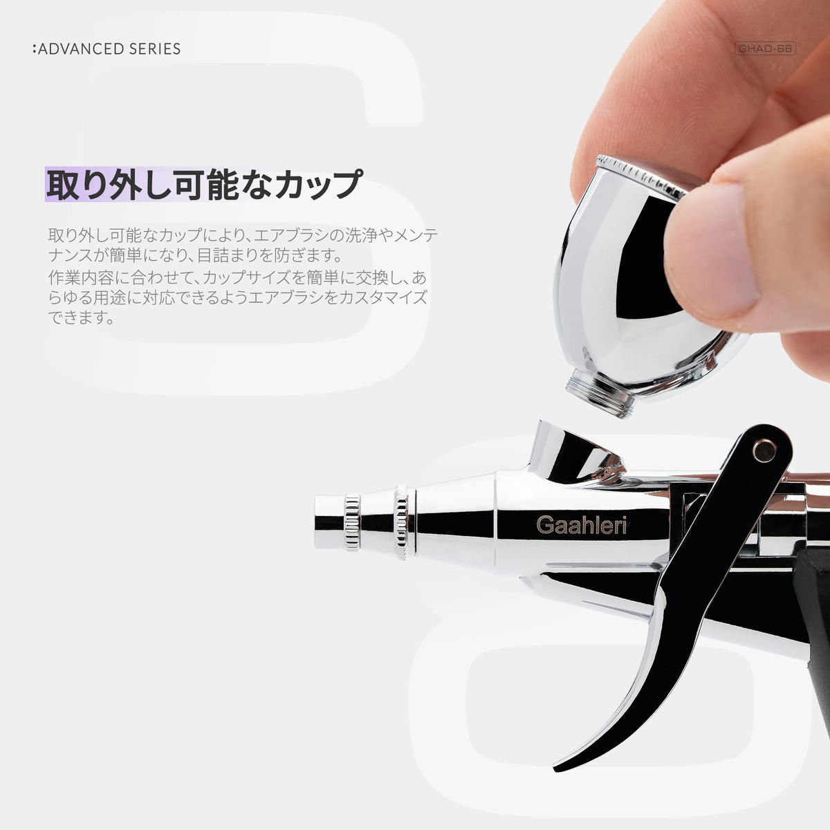 Gaahleri Advanced Series GHAD-68 Dual-Action Trigger-Type Airbrush – Self-Centering Drop-In Nozzle, 0.38 & 0.5 mm, for Model Painting