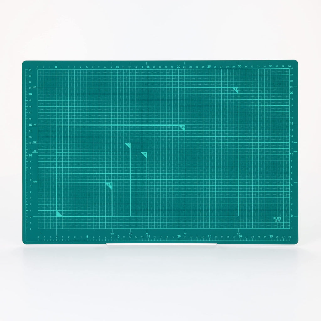 PLUS CS-A3 Double-Sided Cutting Mat – A3 Size (300 × 450 mm), Green, 48-584