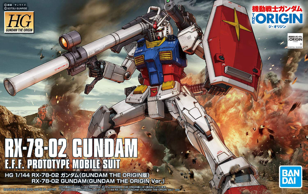 BANDAI SPIRITS - RX-78-02 Gundam (Gundam The Origin Ver.) - HG - 1/144 Scale Gunpla Plastic Model - Mobile Suit Gundam THE ORIGIN