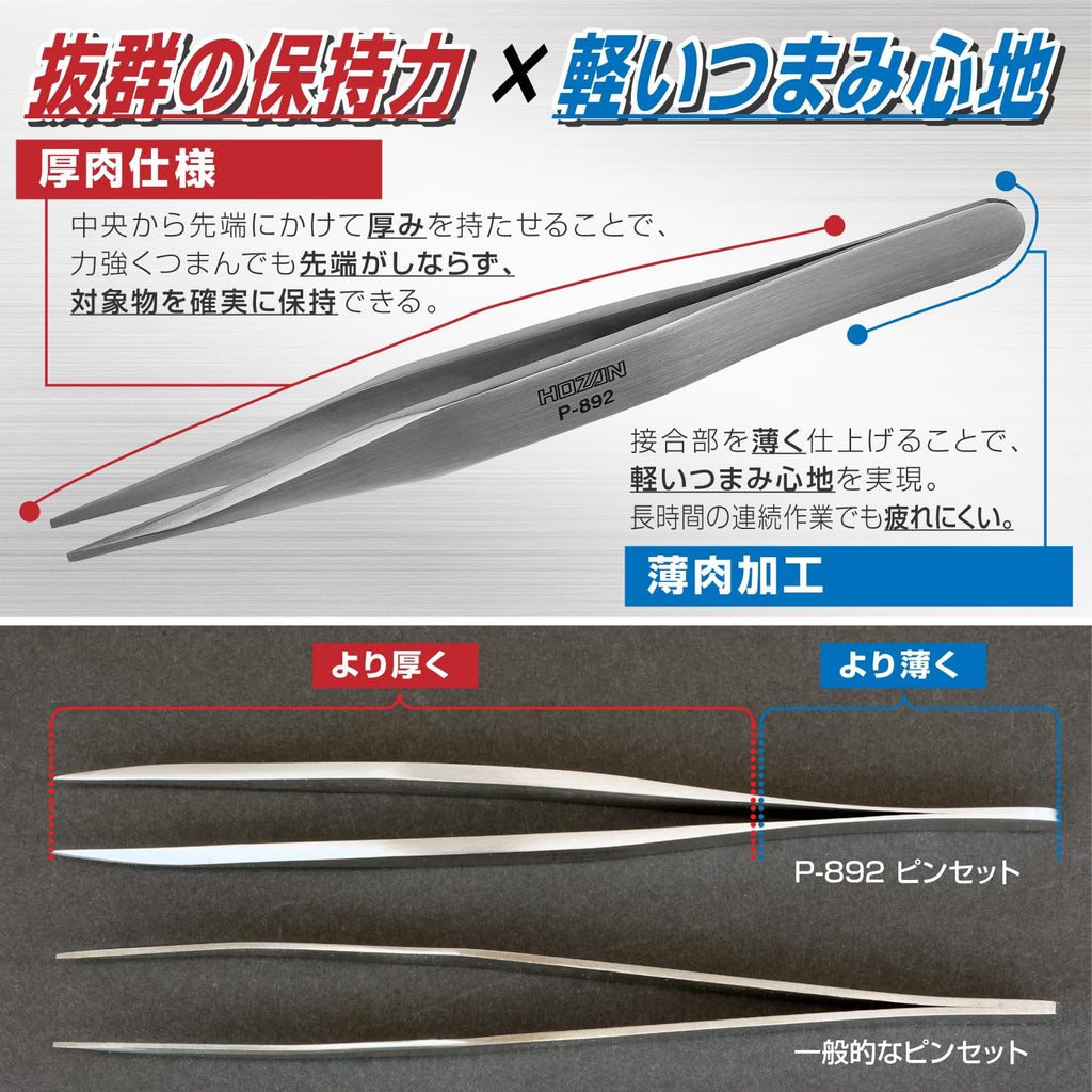 HOZAN – Heavy-Duty Tweezers – P-892