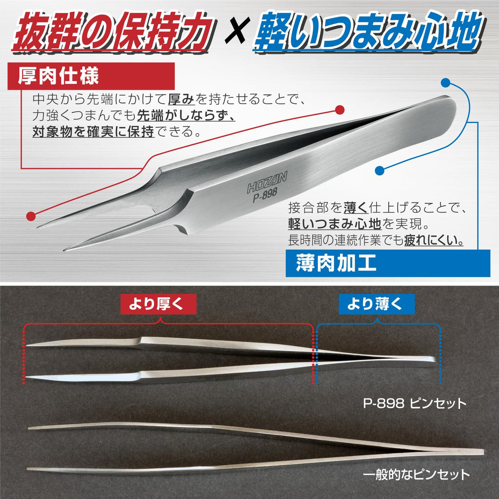 HOZAN – Heavy-Duty Tweezers – P-898