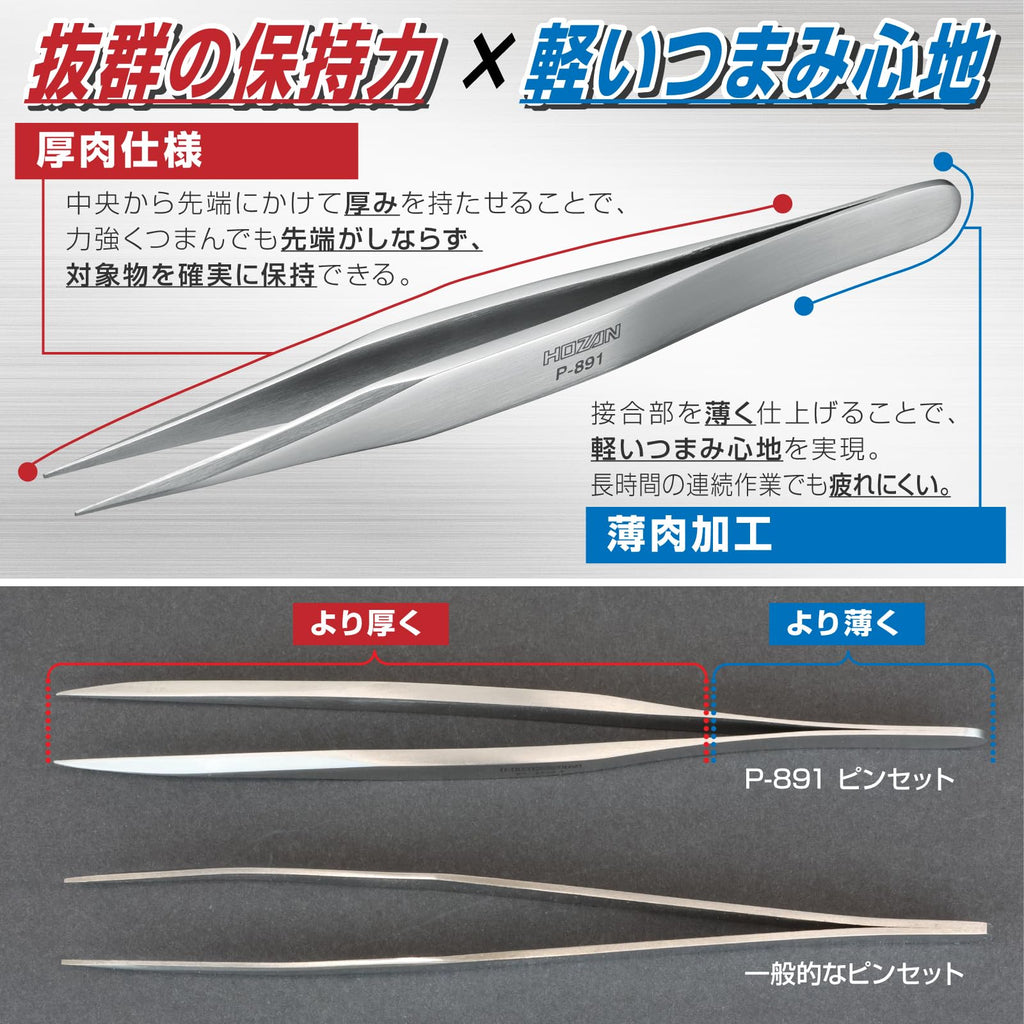 HOZAN – Straight Tweezers – P-891