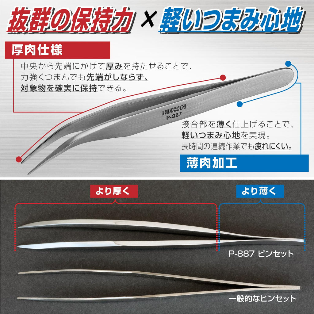 HOZAN – Curved Tweezers – P-887