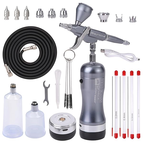 AERO CROSS - Rechargeable Airbrush  - ver. 4.0 - Trigger Type - Modified DX Pack - Gunmetal