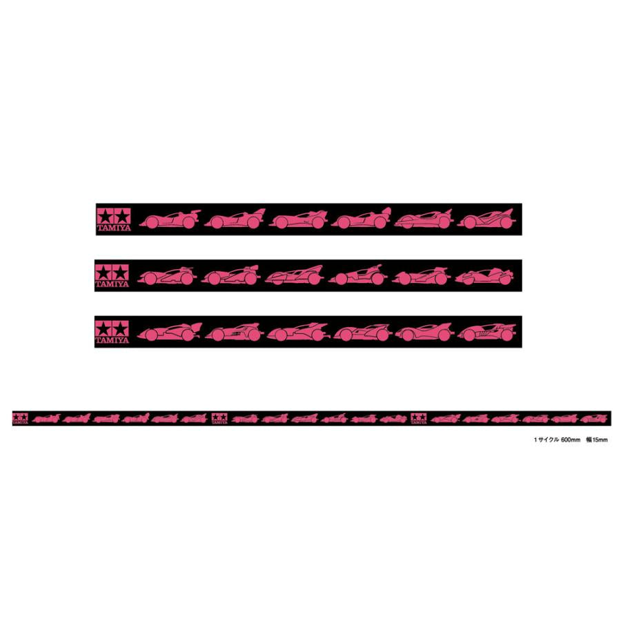 Tamiya - Full Cowl Mini 4WD 30th Anniversary Masking Tape - 15mm wide - Black/Pink
