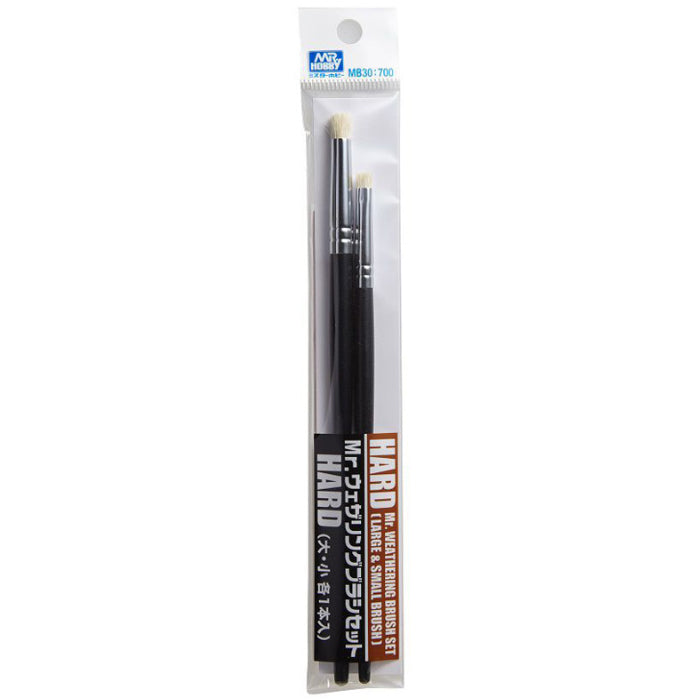 GSI Creos Mr. Hobby - Mr. Weathering Brush Set - Hard - 2 Pieces Large and Small Brush - MB30 - KittoMaru