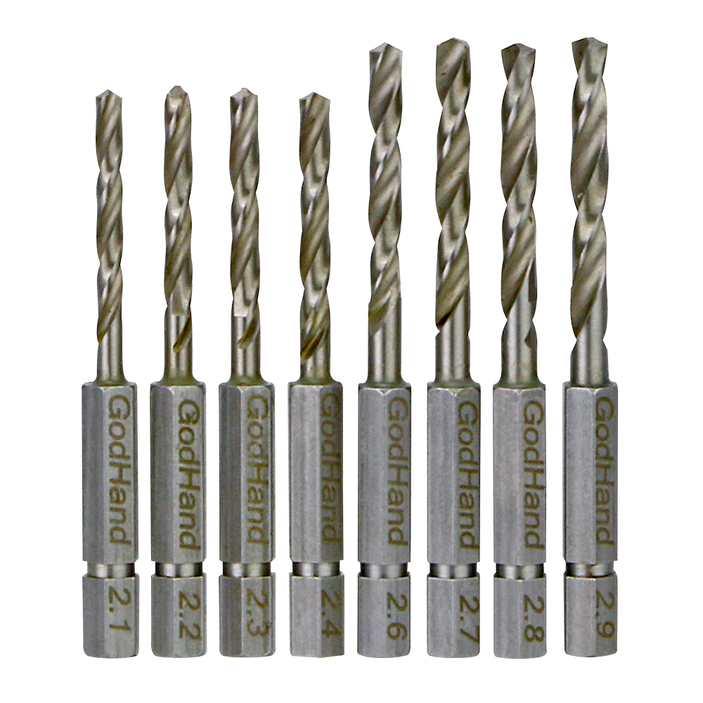 GodHand - Quick Drill Bit Set D - 2.1MM-2.9MM Set of 8 - GH-DBQ-8D